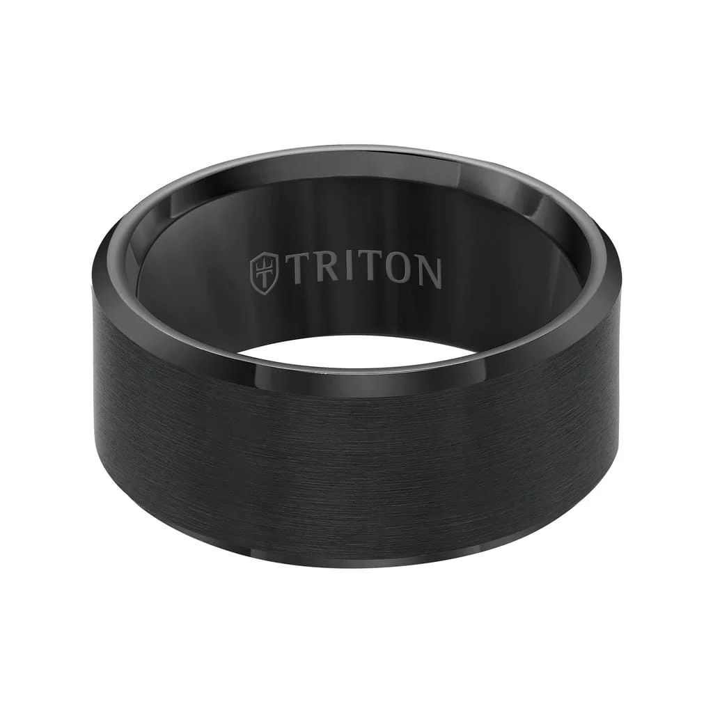 10MM Tungsten Carbide Ring - Satin Center and Bevel Edge