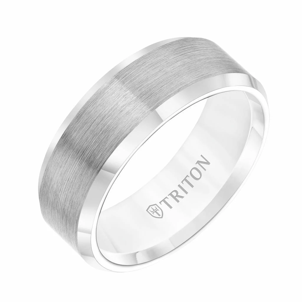 10MM Tungsten Carbide Ring - Satin Center and Bevel Edge - Image 4