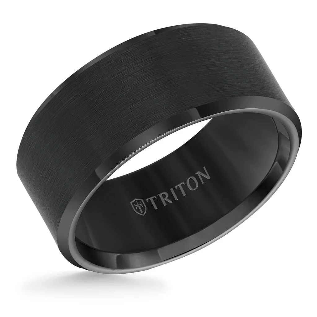 10MM Tungsten Carbide Ring - Satin Center and Bevel Edge - Image 5