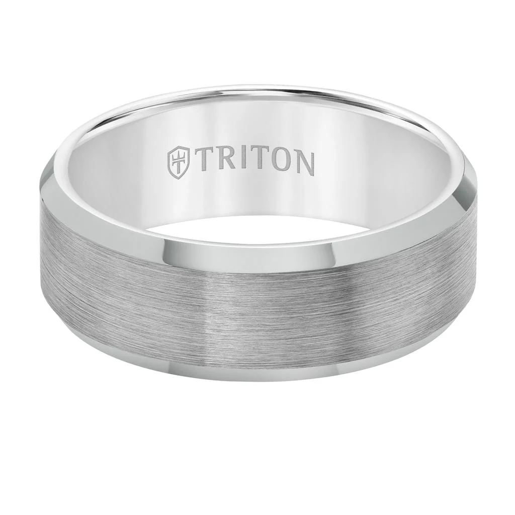 10MM Tungsten Carbide Ring - Satin Center and Bevel Edge - Image 6