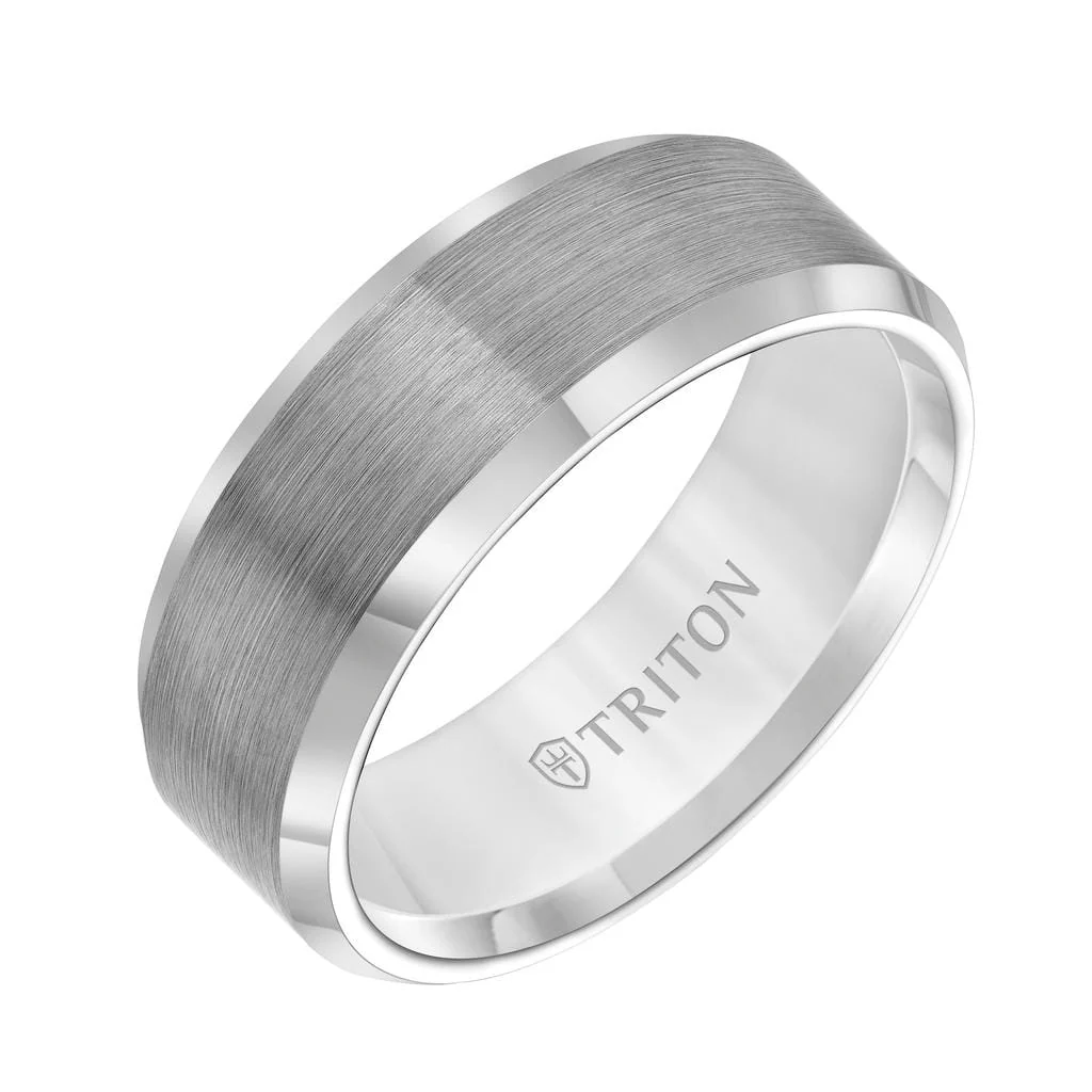 10MM Tungsten Carbide Ring - Satin Center and Bevel Edge - Image 7