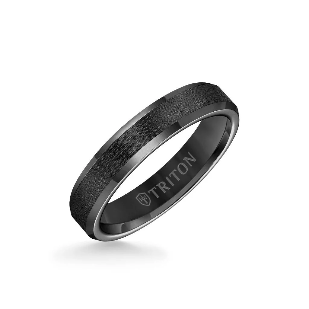 4MM Tungsten Carbide Ring - Brush Finish and Bevel Edge - Image 3