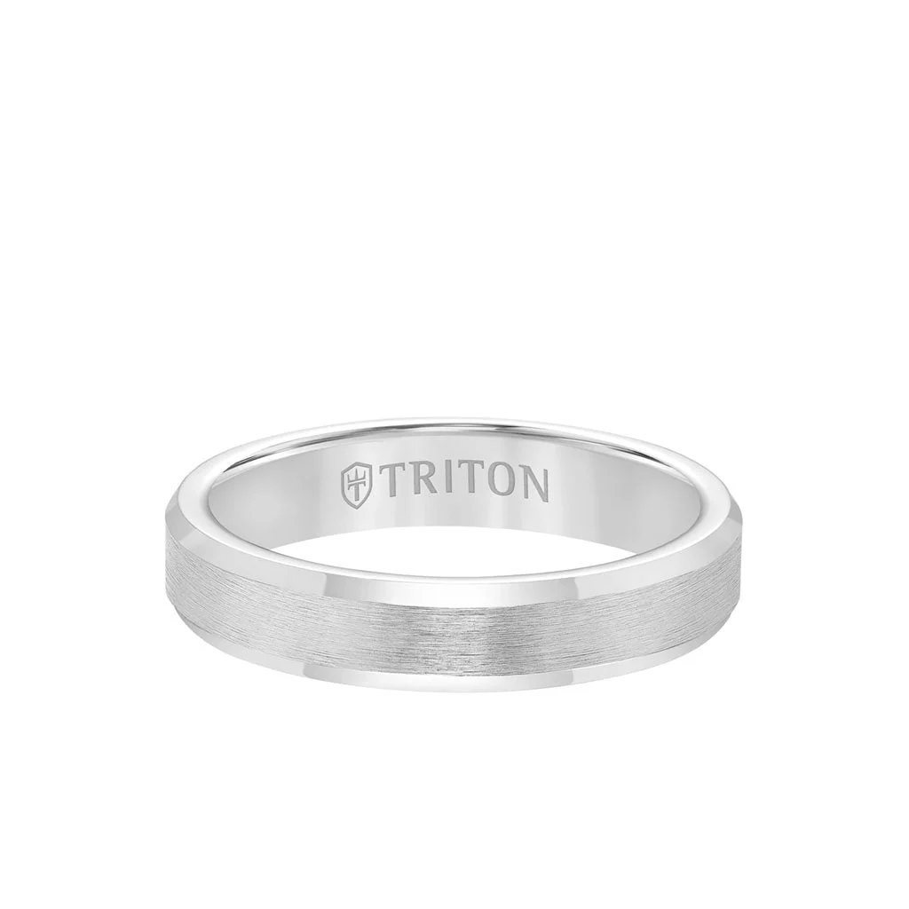 4MM Tungsten Carbide Ring - Brush Finish and Bevel Edge - Image 4