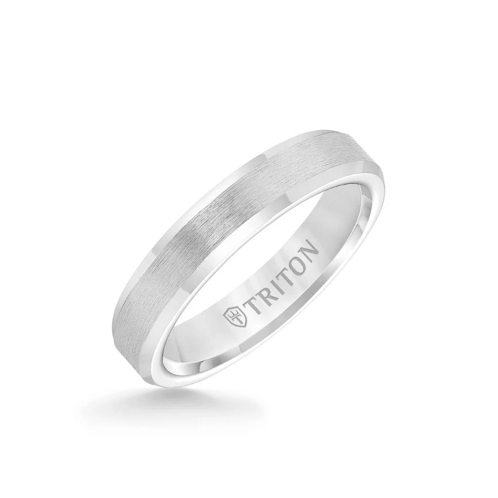 4MM Tungsten Carbide Ring - Brush Finish and Bevel Edge - Image 6