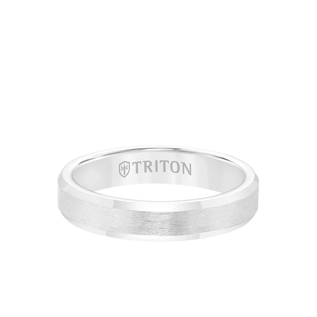 4MM Tungsten Carbide Ring - Brush Finish and Bevel Edge - Image 7