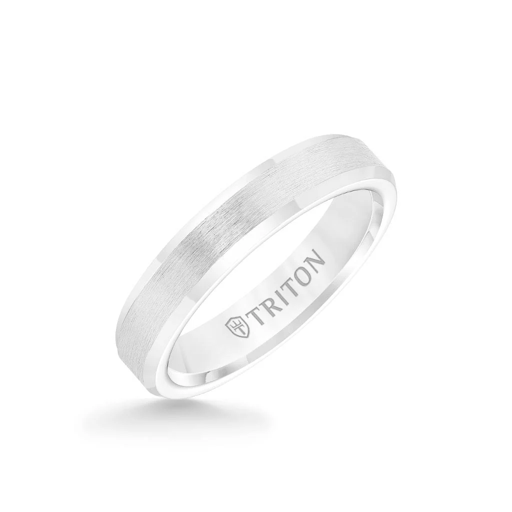 4MM Tungsten Carbide Ring - Brush Finish and Bevel Edge - Image 8