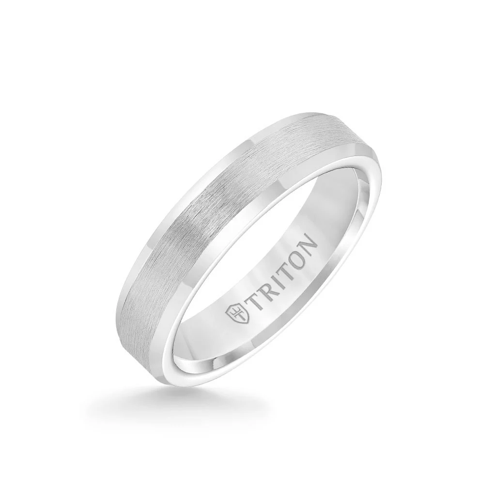 5MM Tungsten Carbide Ring - Brush Finish and Bevel Edge - Image 3
