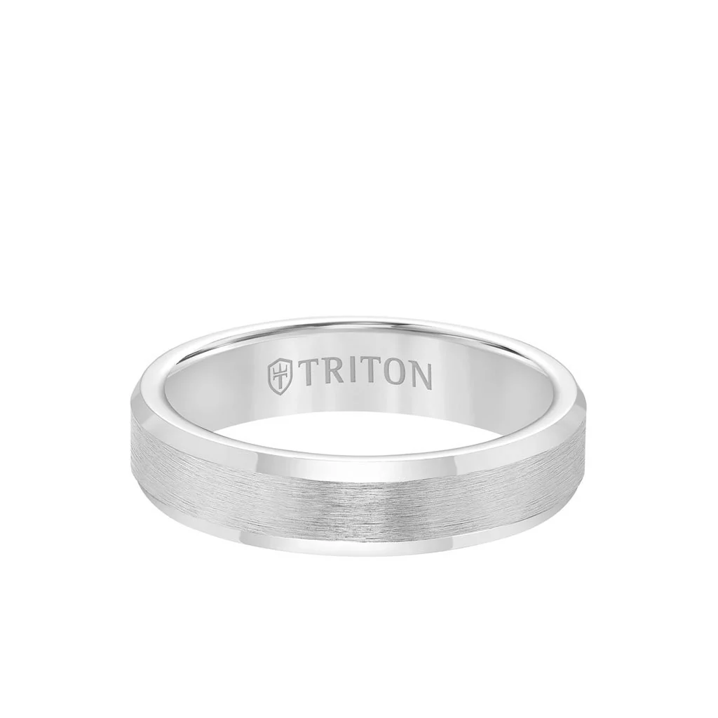 5MM Tungsten Carbide Ring - Brush Finish and Bevel Edge - Image 4