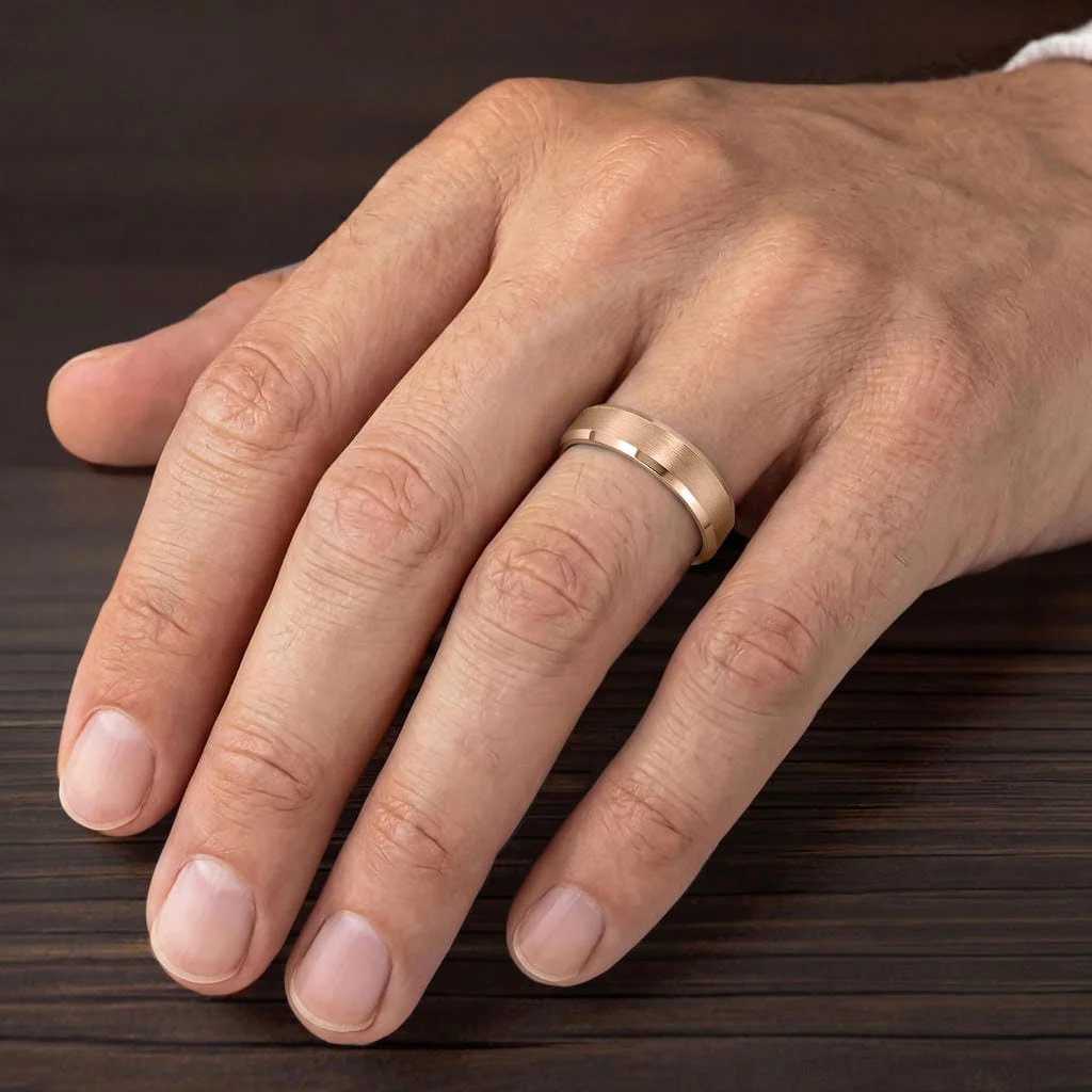5MM Tungsten Carbide Ring - Brush Finish and Bevel Edge - Image 6