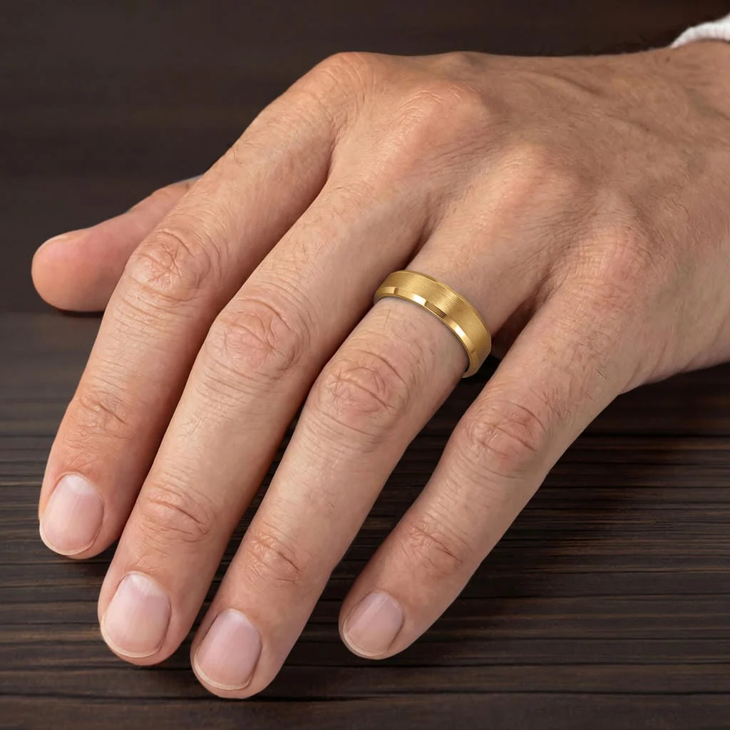 5MM Tungsten Carbide Ring - Brush Finish and Bevel Edge - Image 8