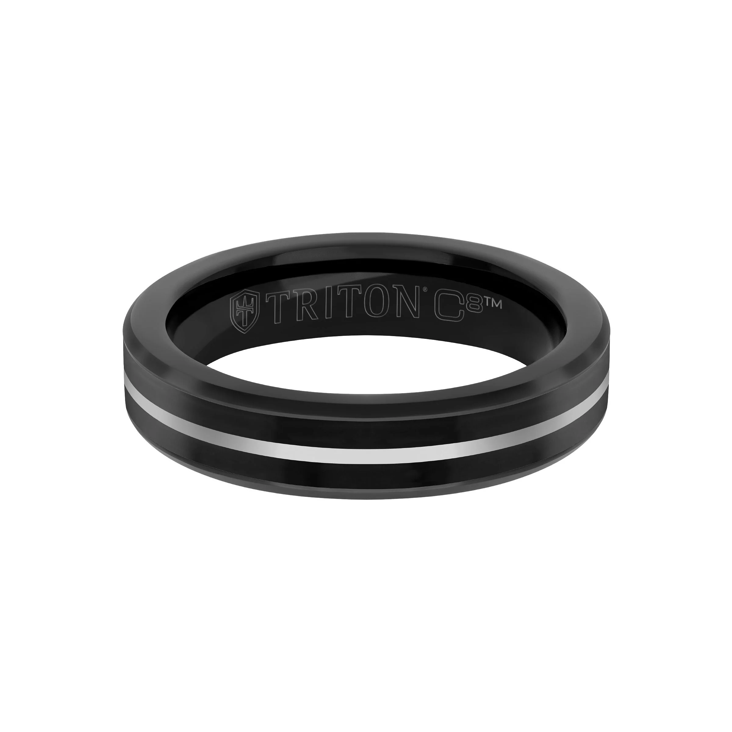 5MM Tungsten Carbide Ring - Ceramic C8 Inlay with Center Line and Broken Edge