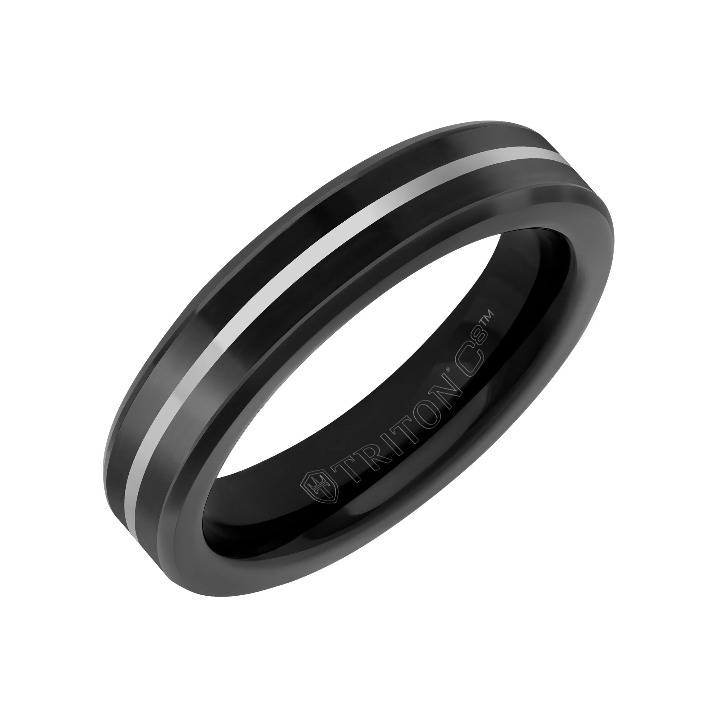 5MM Tungsten Carbide Ring - Ceramic C8 Inlay with Center Line and Broken Edge - Image 3