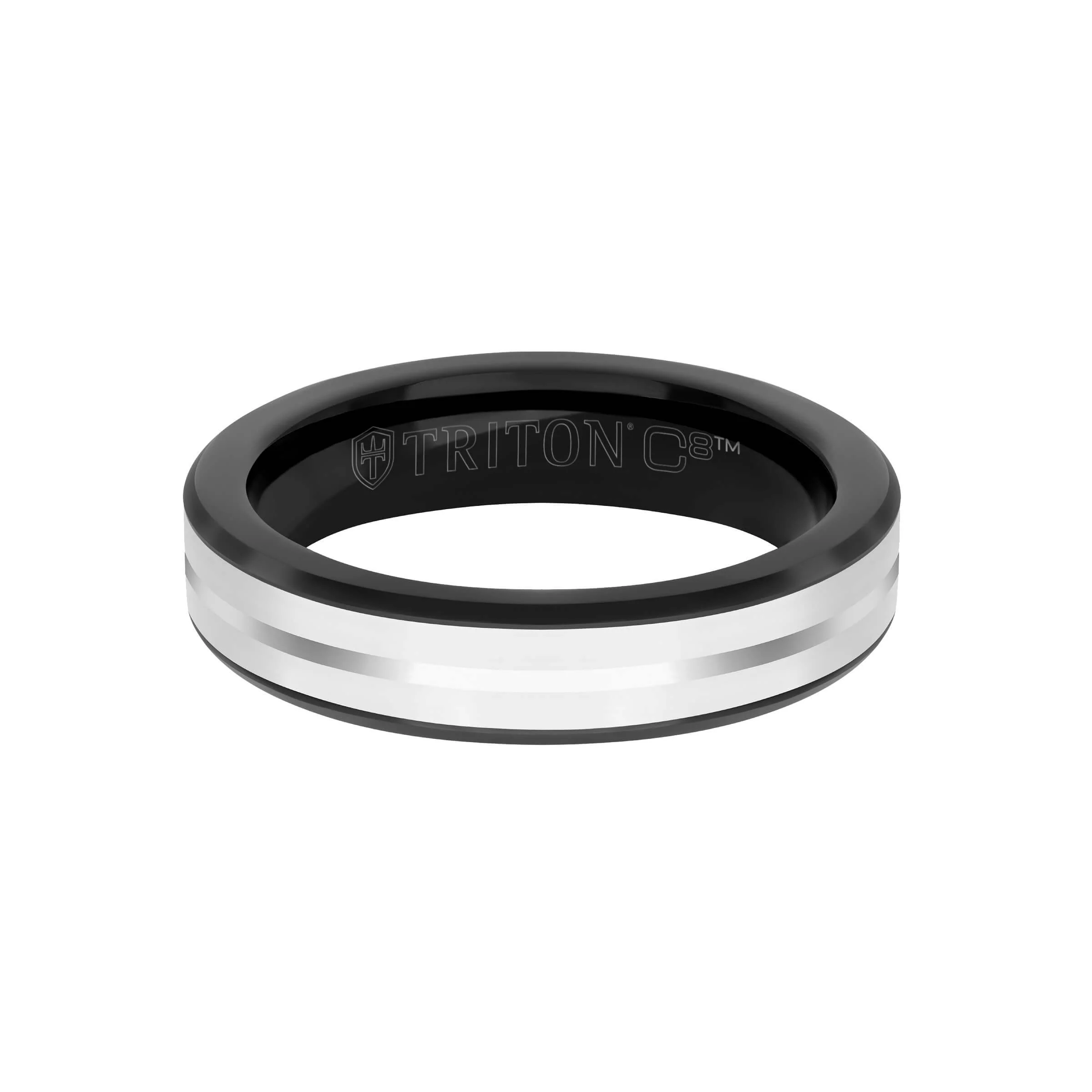 5MM Tungsten Carbide Ring - Ceramic C8 Inlay with Center Line and Broken Edge - Image 5
