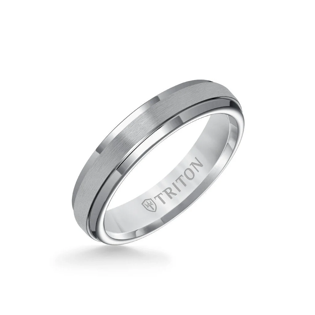 5MM Tungsten Carbide Ring - Satin Center and Round Edge - Image 3