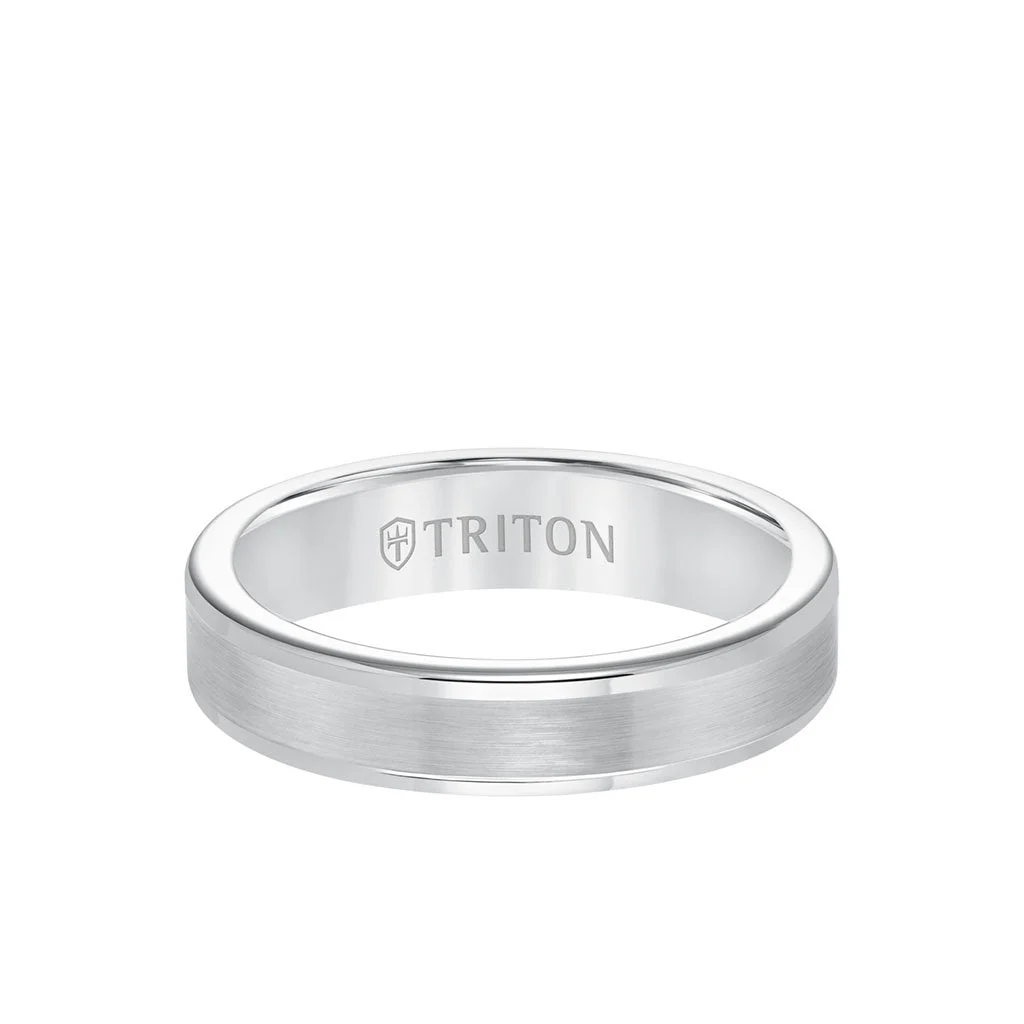 5MM Tungsten Carbide Ring - Satin Center and Round Edge - Image 4