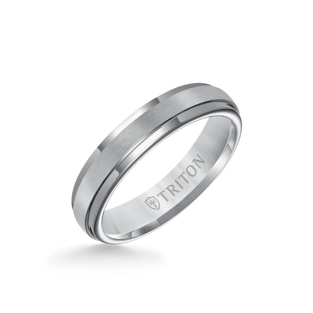 5MM Tungsten Carbide Ring - Satin Center and Step Edge - Image 2
