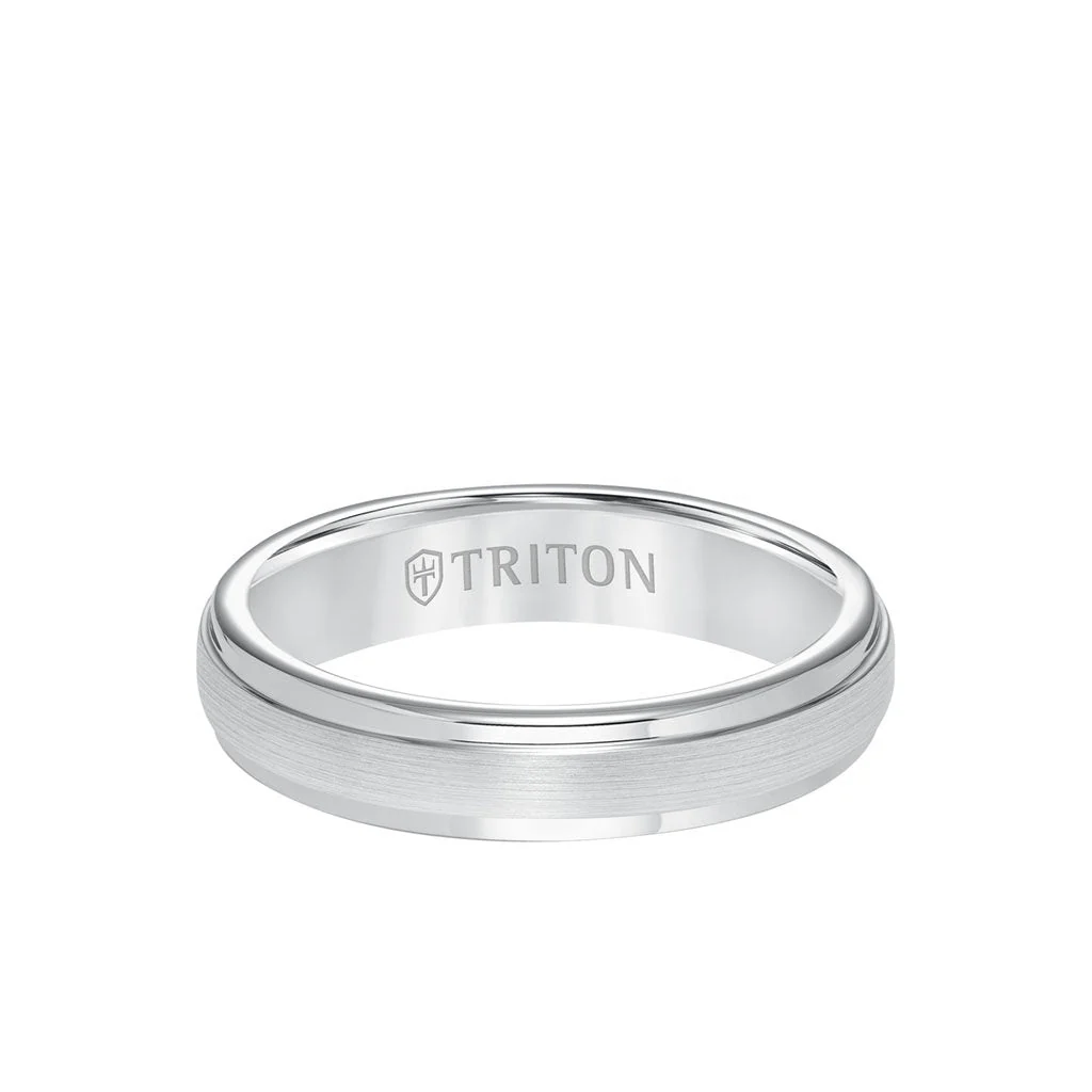 5MM Tungsten Carbide Ring - Satin Center and Step Edge - Image 3