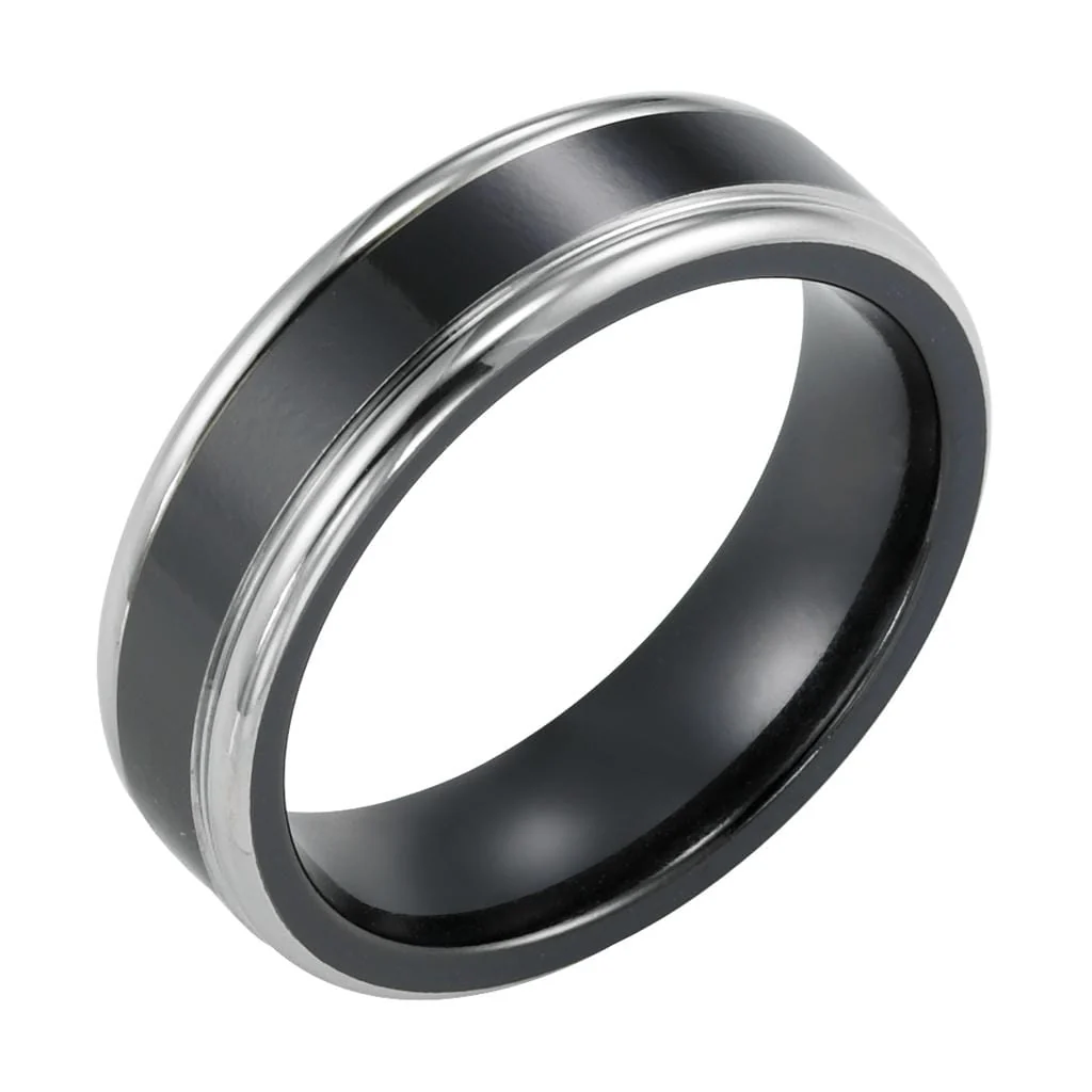 6.5mm Flat Comfort Fit Black Titanium Band with Step edge - Image 2