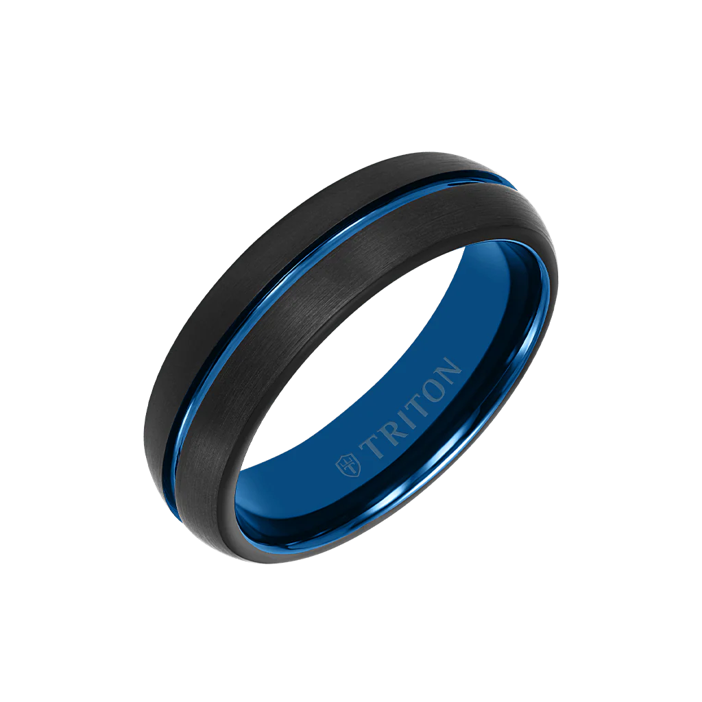 6.5MM Tungsten Carbide Two-Tone Ring with Brushed Finish - Image 3