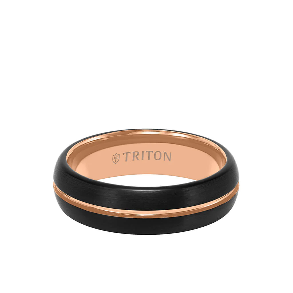 6.5MM Tungsten Carbide Two-Tone Ring with Brushed Finish - Image 4
