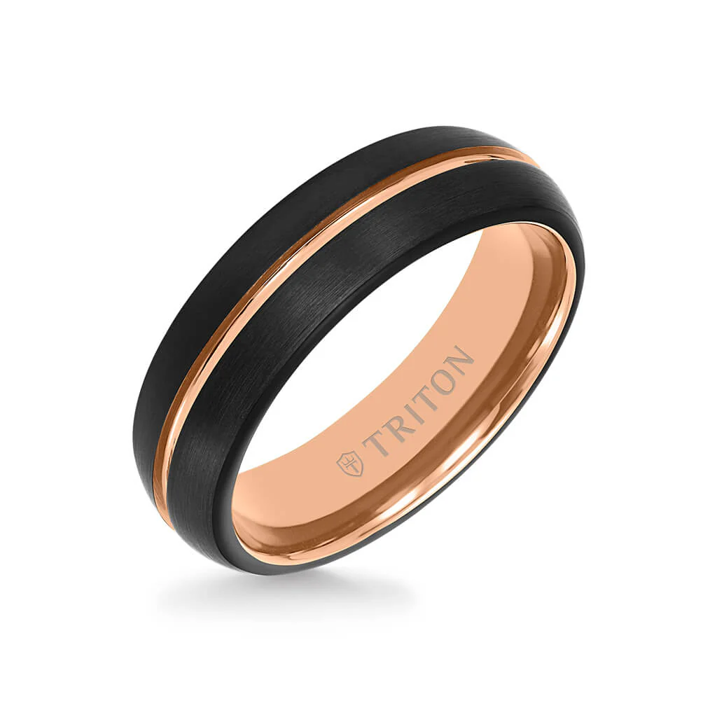 6.5MM Tungsten Carbide Two-Tone Ring with Brushed Finish - Image 6