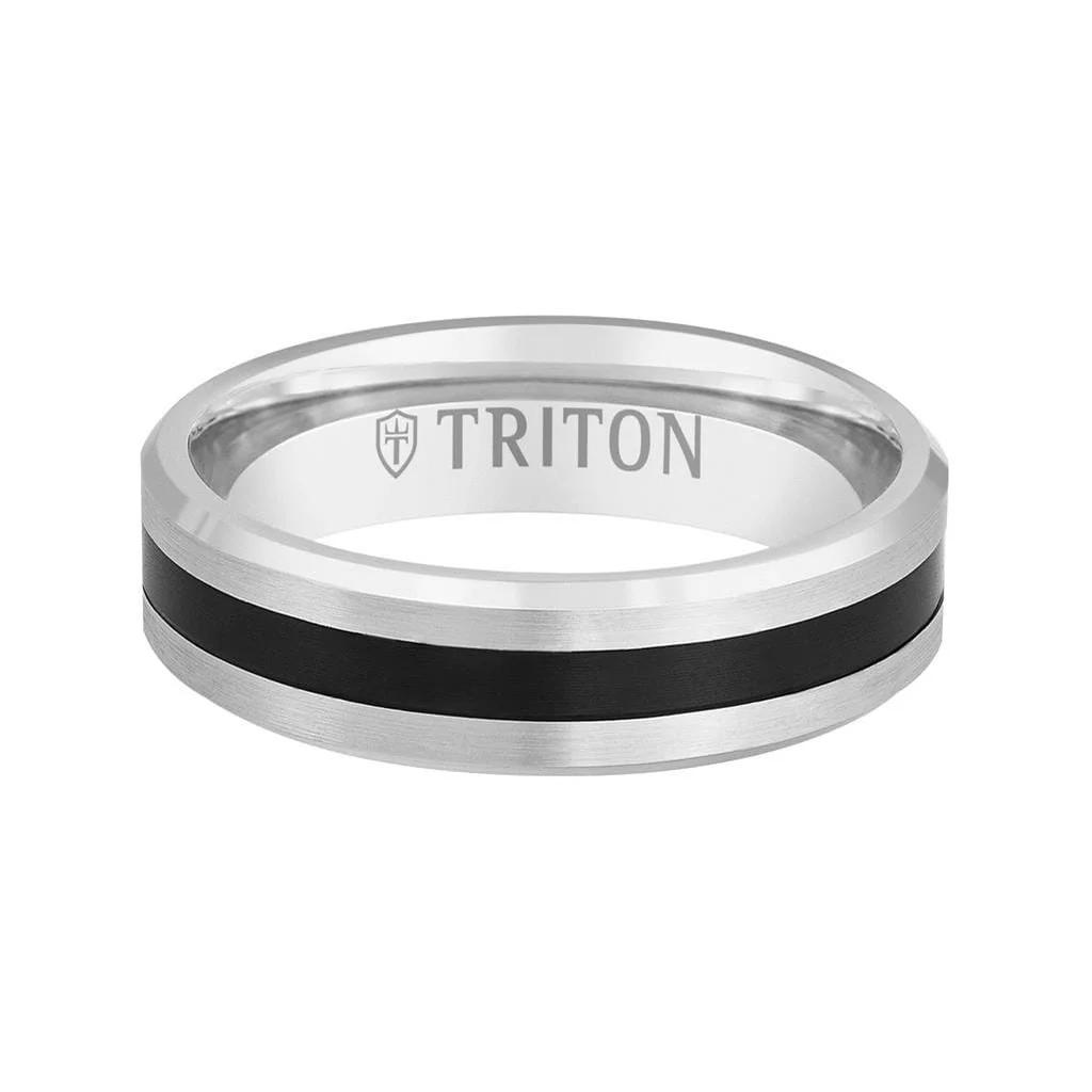 6MM 14K Gold Bevel Ring with Thin Black Titanium Insert - Image 3