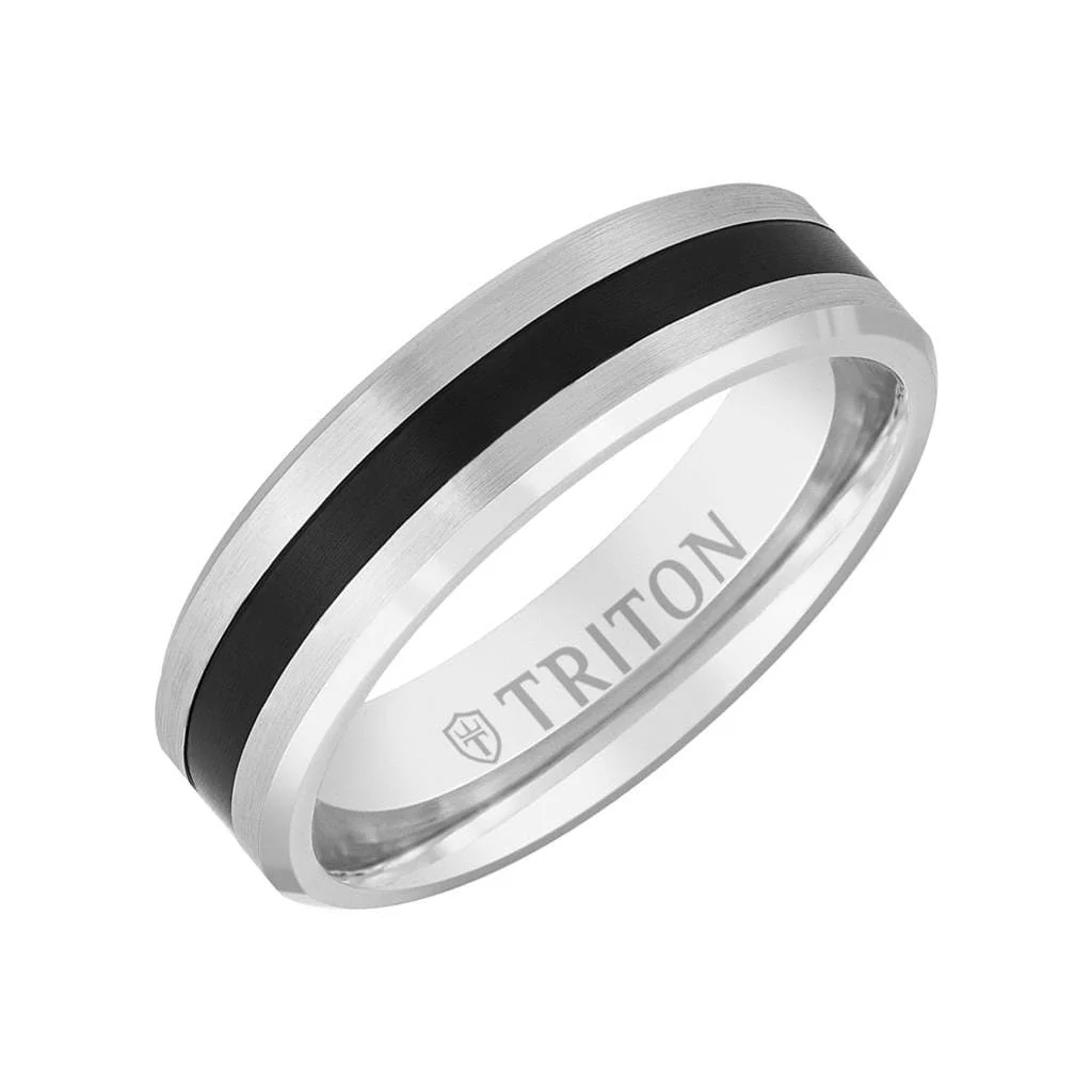 6MM 14K Gold Bevel Ring with Thin Black Titanium Insert - Image 4