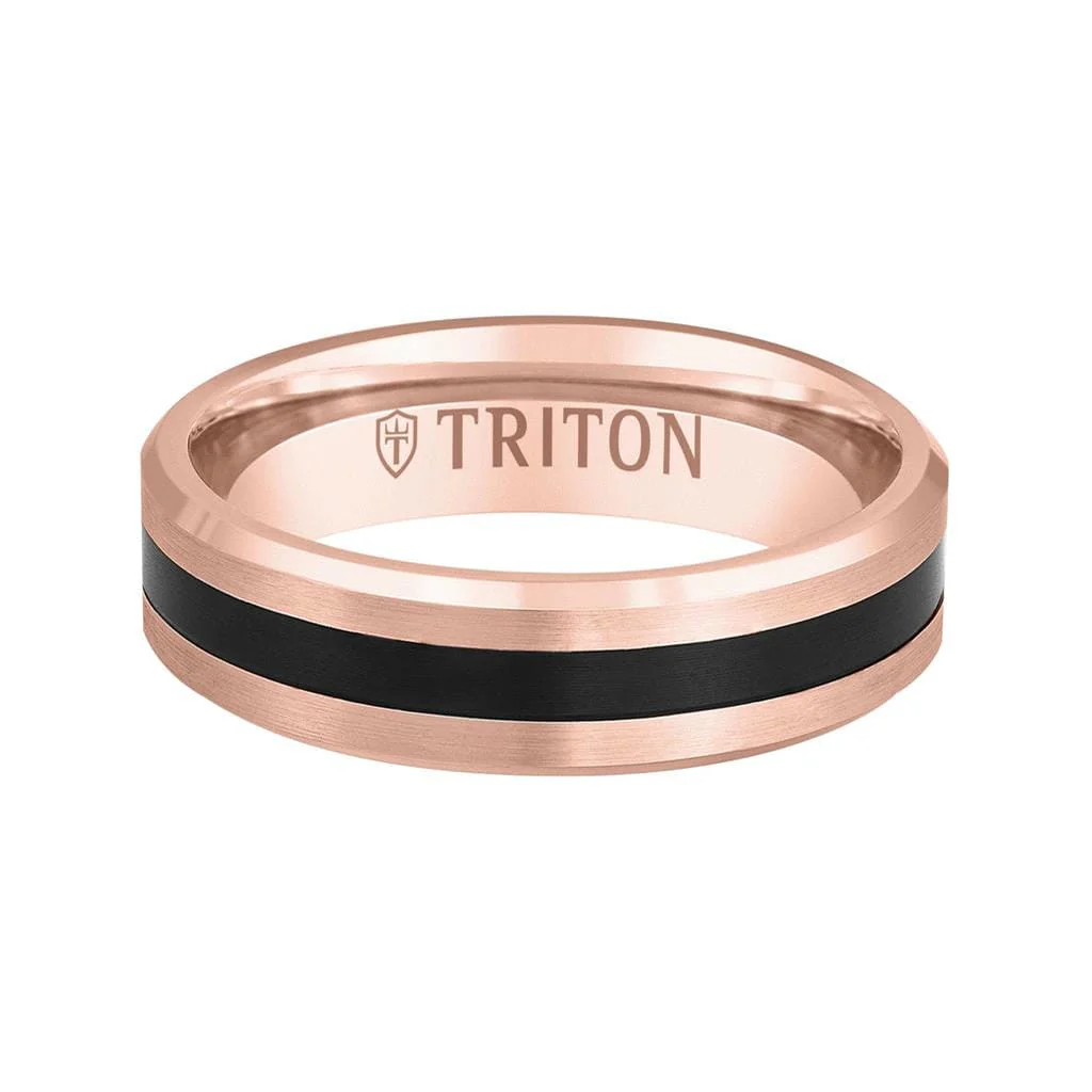 6MM 14K Gold Bevel Ring with Thin Black Titanium Insert - Image 5