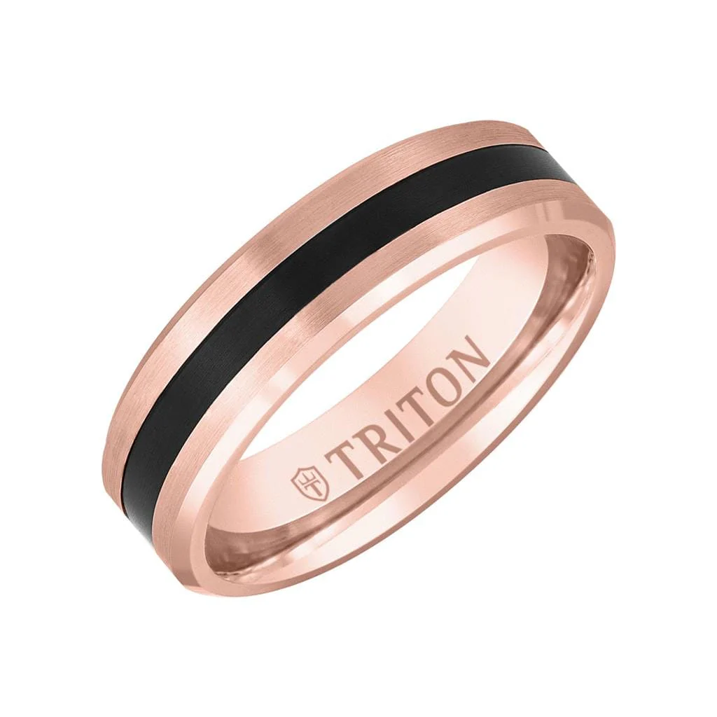 6MM 14K Gold Bevel Ring with Thin Black Titanium Insert - Image 6