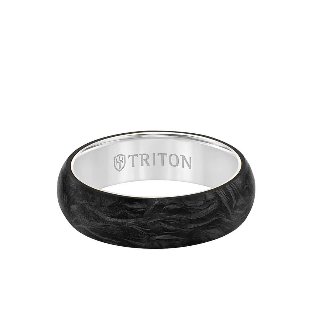 6MM 14K Gold Ring + Forged Carbon - Dome Profile with 14K Gold Interior - Image 4