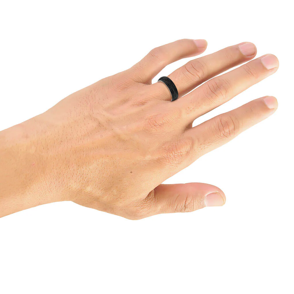 6MM 14K Gold Ring + Forged Carbon - Dome Profile with 14K Gold Interior - Image 8