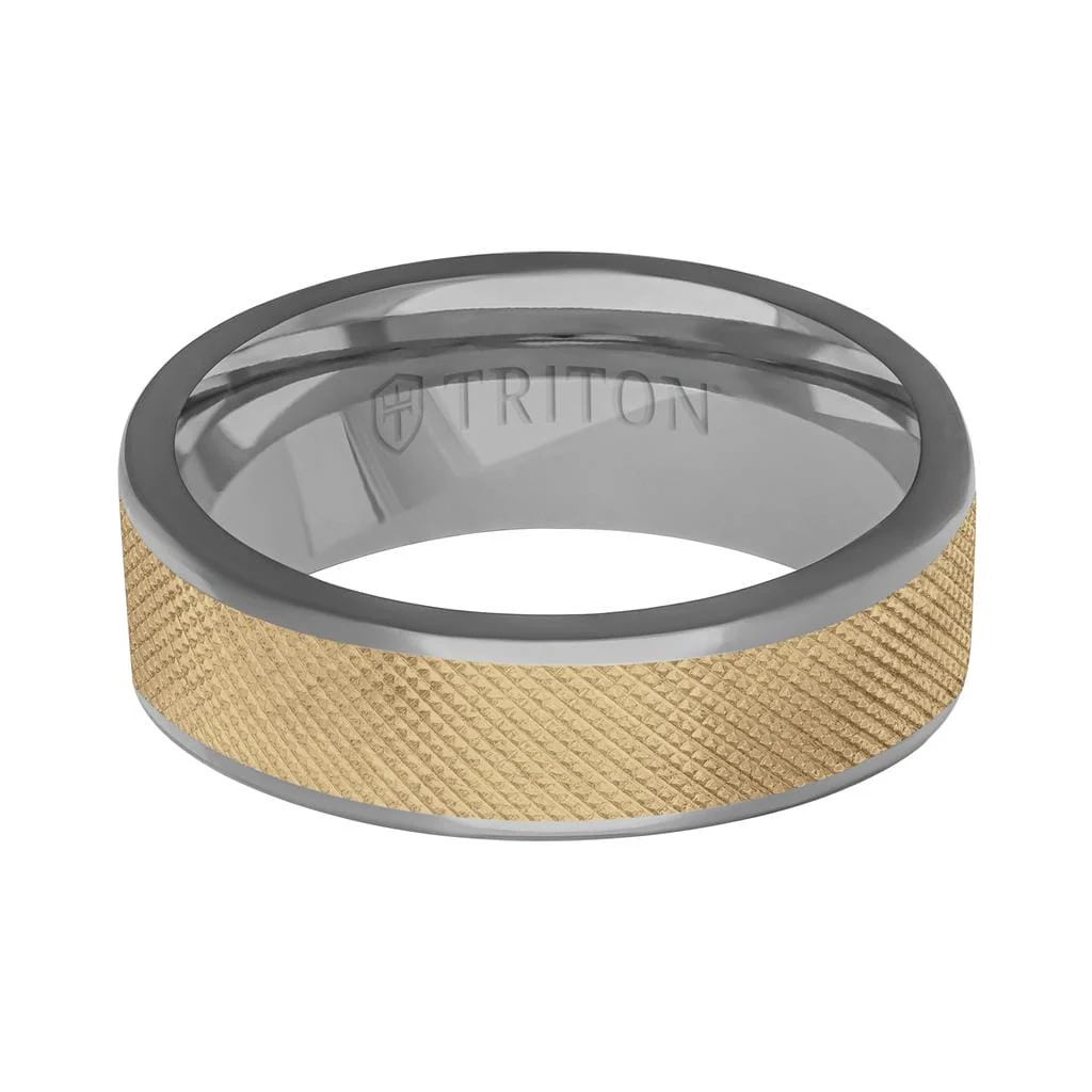 6MM Polished Tantalum Ring - Florentine14K Gold Center Inlay with Round Polished Edge - Image 3
