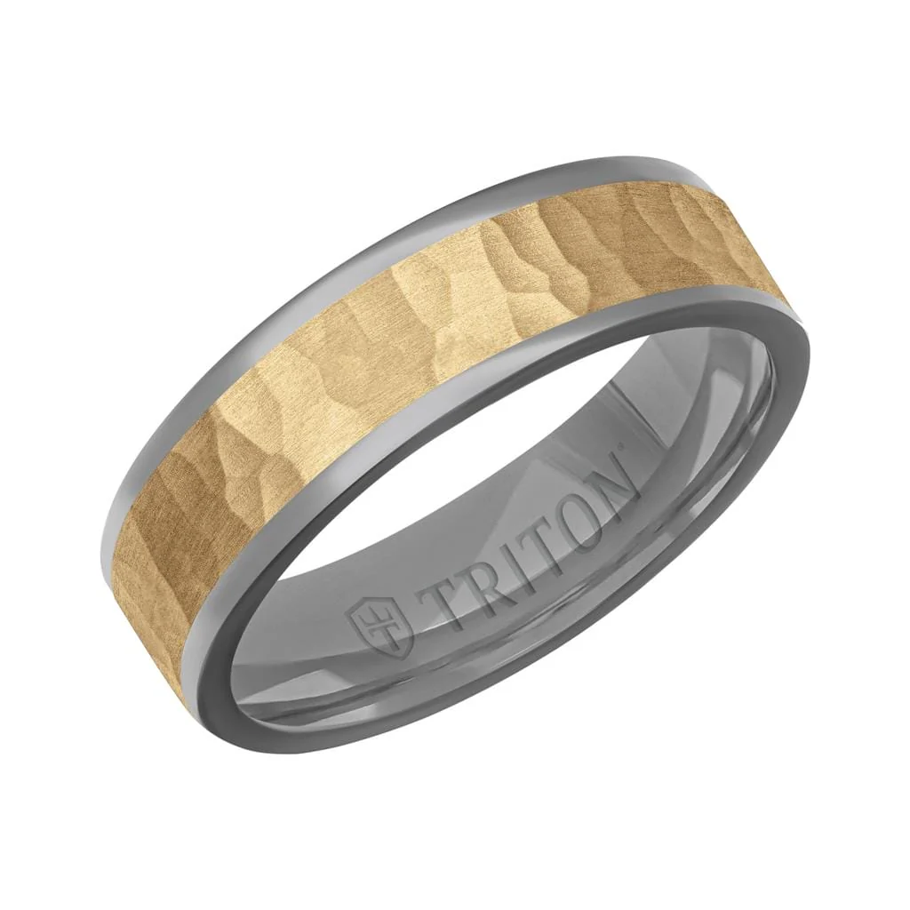 6MM Polished Tantalum Ring - Florentine14K Gold Center Inlay with Round Polished Edge - Image 5