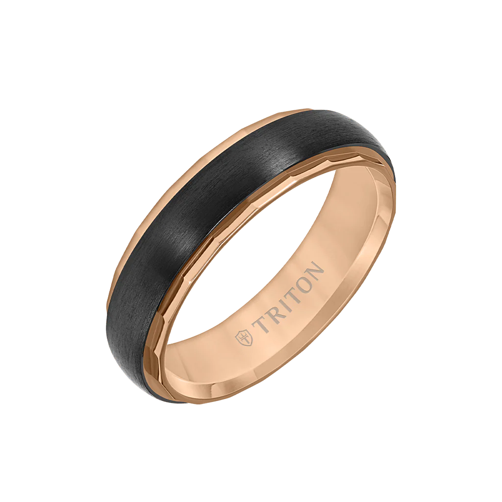 6MM Titanium Ring with Satin Finish and Faceted Edge - Image 3