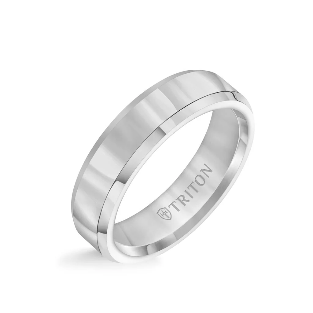 6MM Tungsten Carbide Ring - Bright Finish and Bevel Edge - Image 2