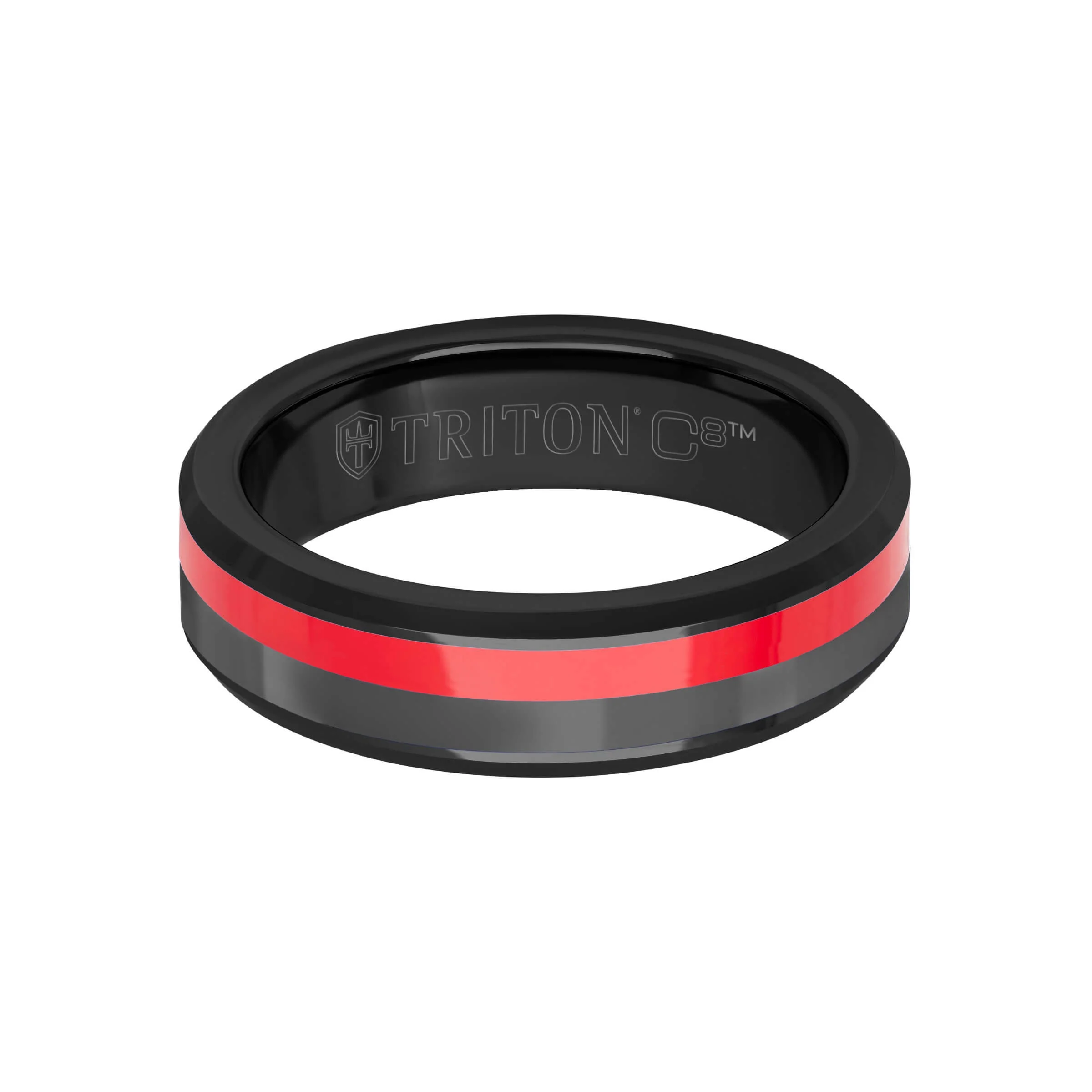 6MM Tungsten Carbide Ring - Ceramic C8 Channel and Bevel Edge - Image 3