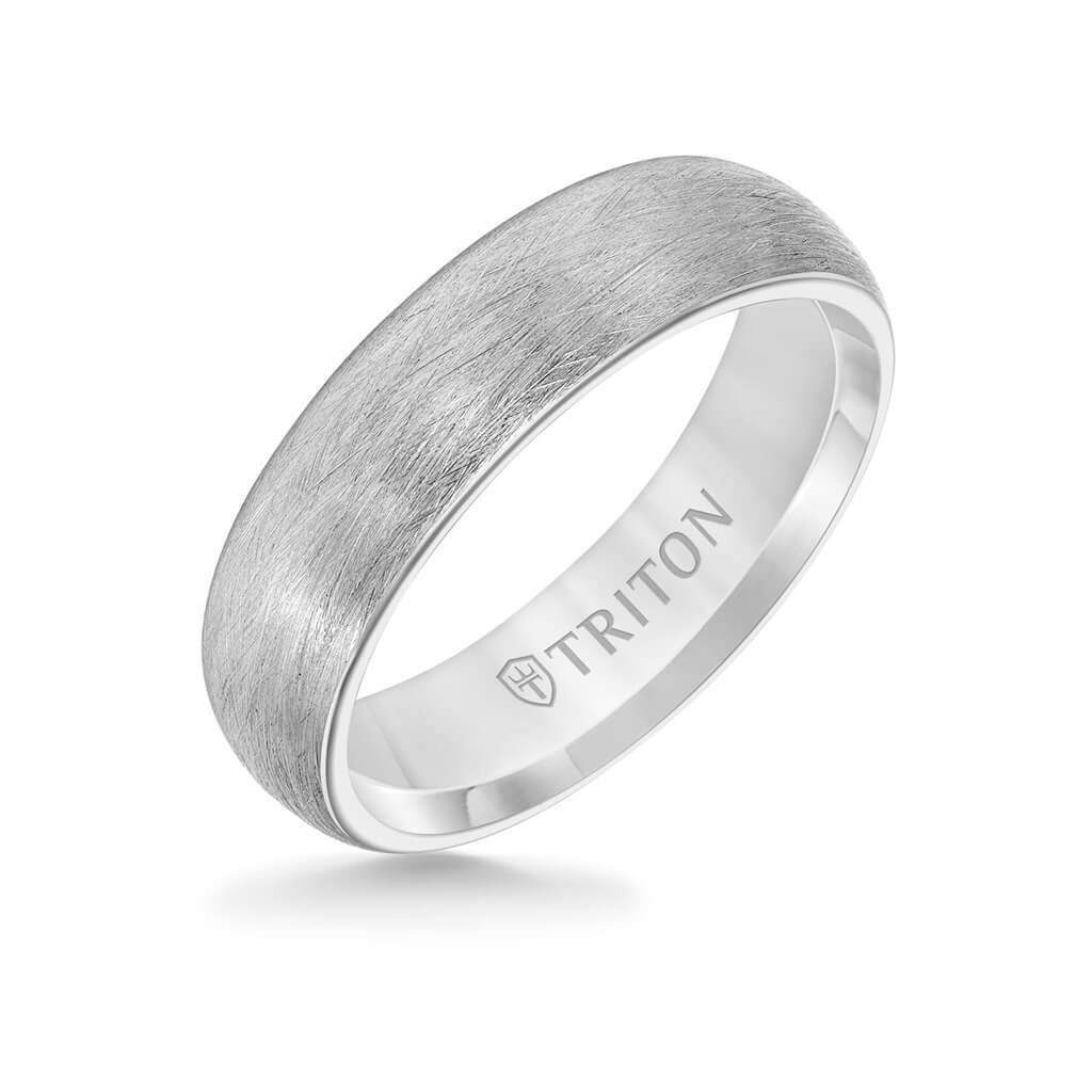 6MM Tungsten Carbide Ring - Crystalline Finish and Rolled Edge - Image 3