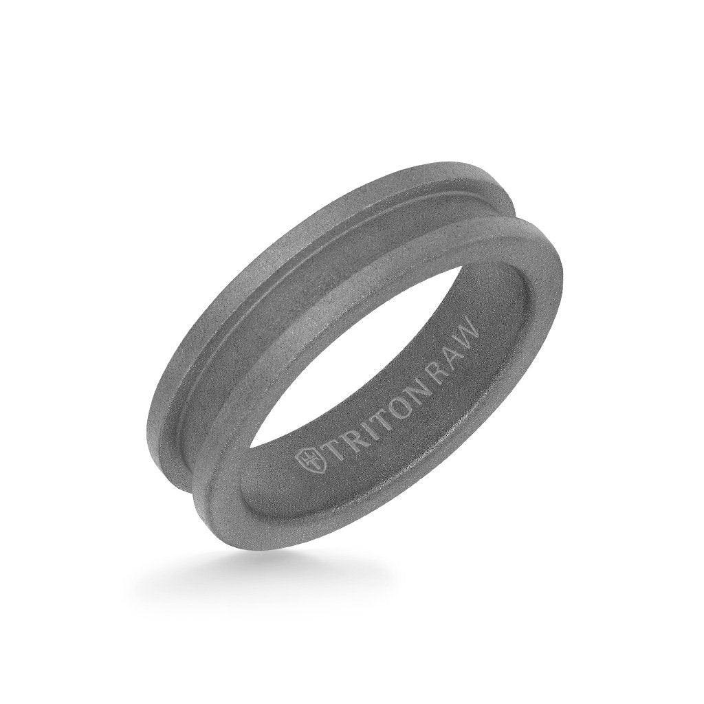 6MM Tungsten Raw Ring - Sandblasted Matte Finish and Slot Profile - Image 2
