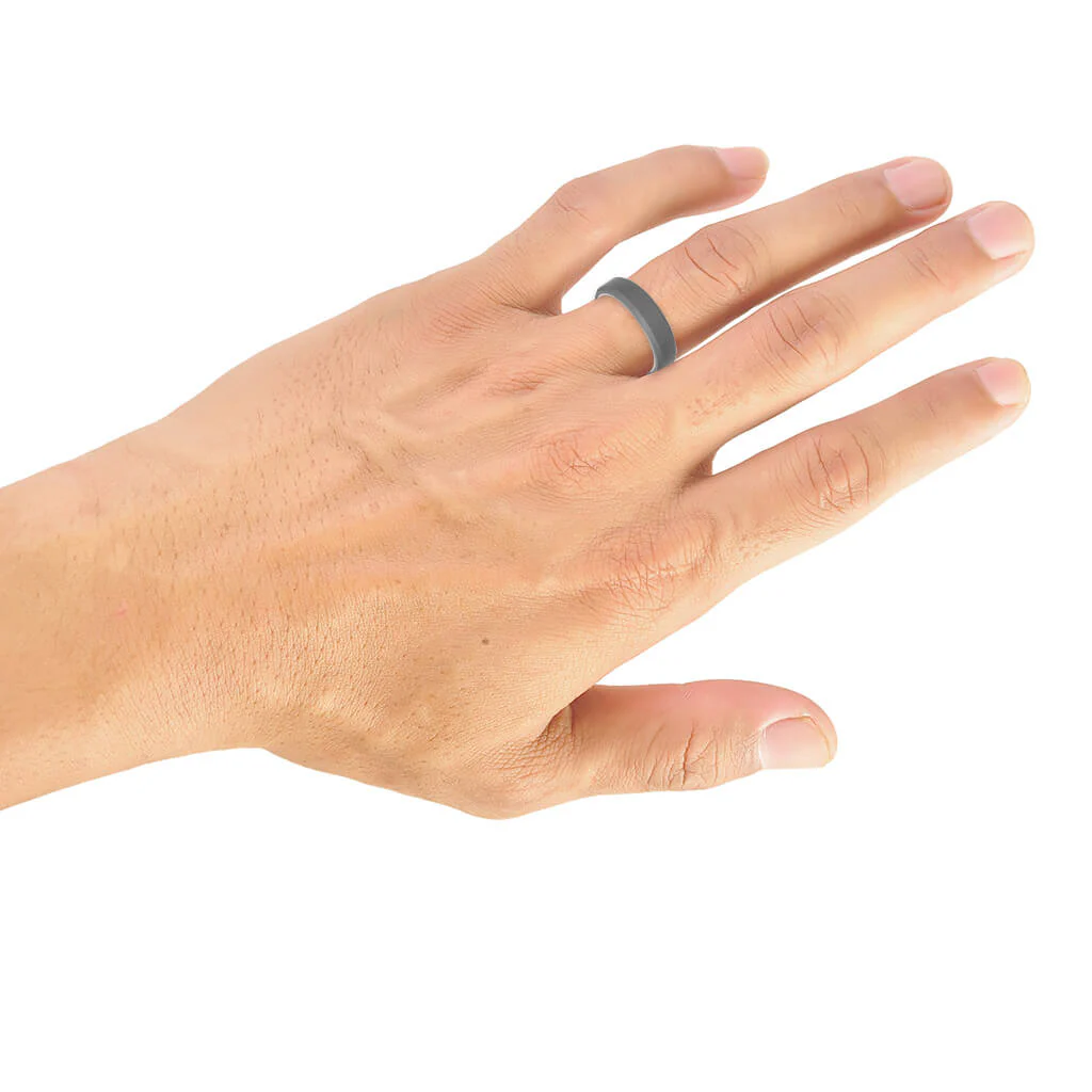 6MM Tungsten RAW Ring - Sandblasted With Black Inside Shine and Bevel Edge - Image 3