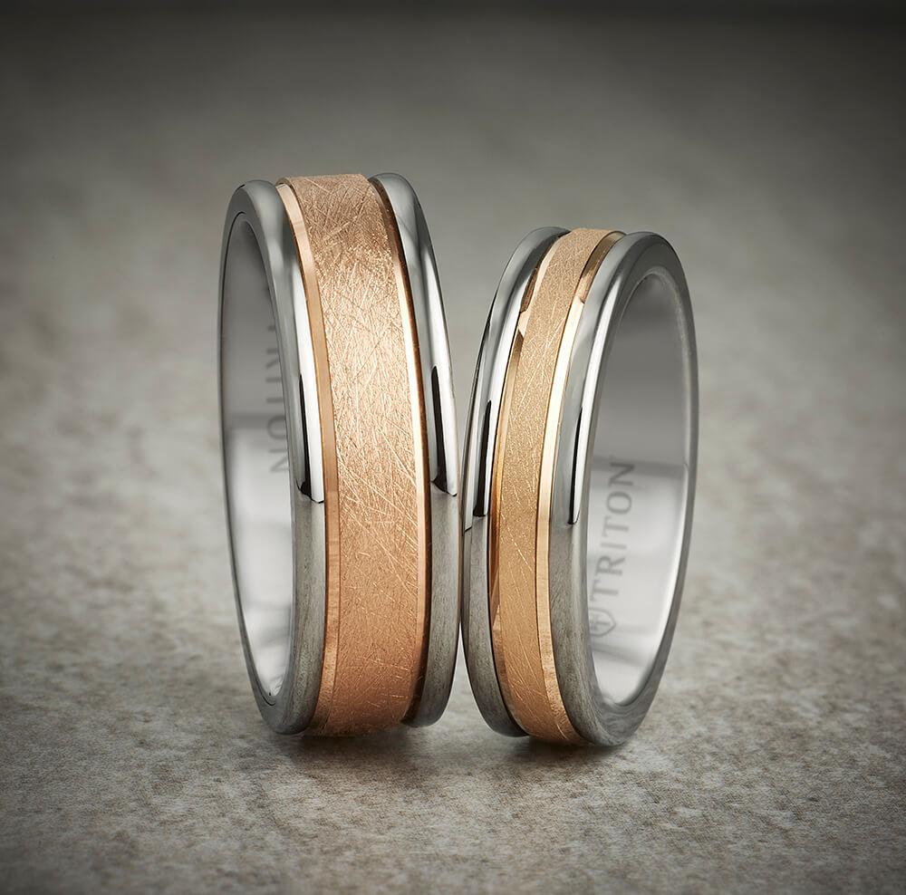 6MM White Tungsten Carbide Ring - Crystalline 14K Yellow Gold Insert with Round Edge - Image 2
