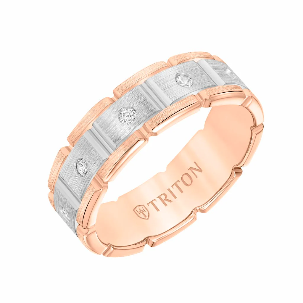 7MM 14K Gold Eternity Diamond Ring - T-Link Design - Image 10