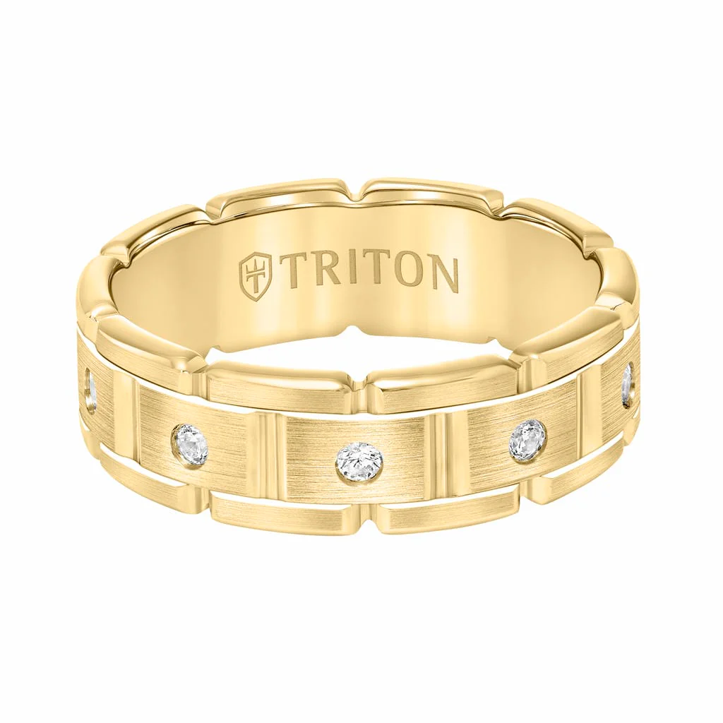 7MM 14K Gold Eternity Diamond Ring - T-Link Design - Image 3