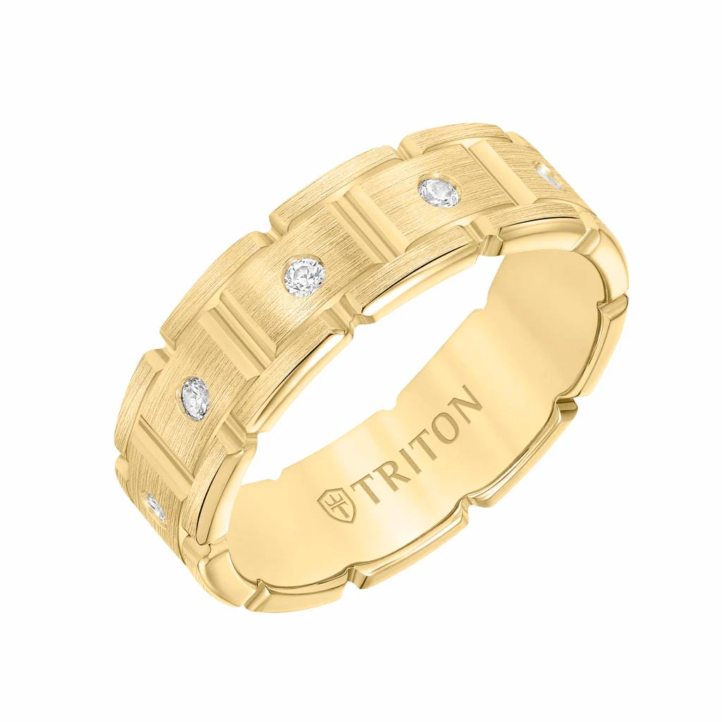 7MM 14K Gold Eternity Diamond Ring - T-Link Design - Image 4