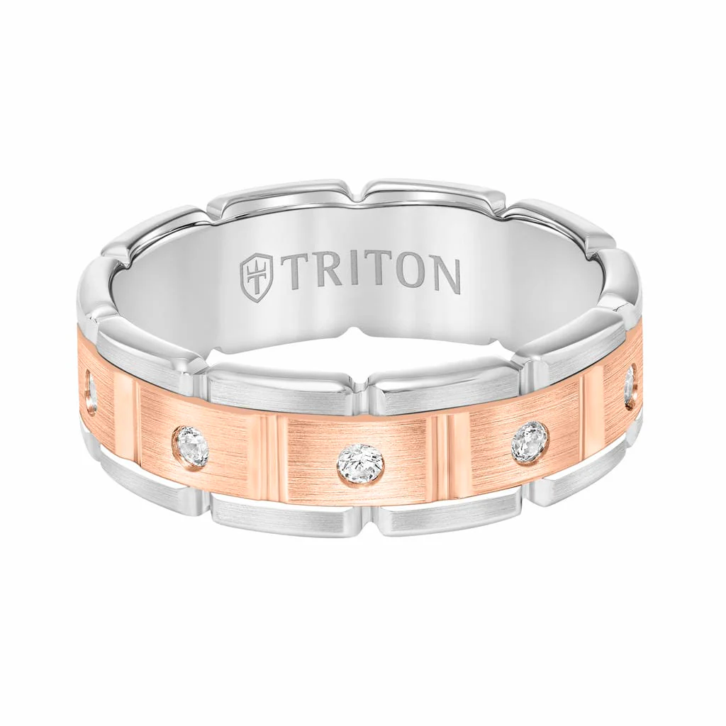 7MM 14K Gold Eternity Diamond Ring - T-Link Design - Image 5