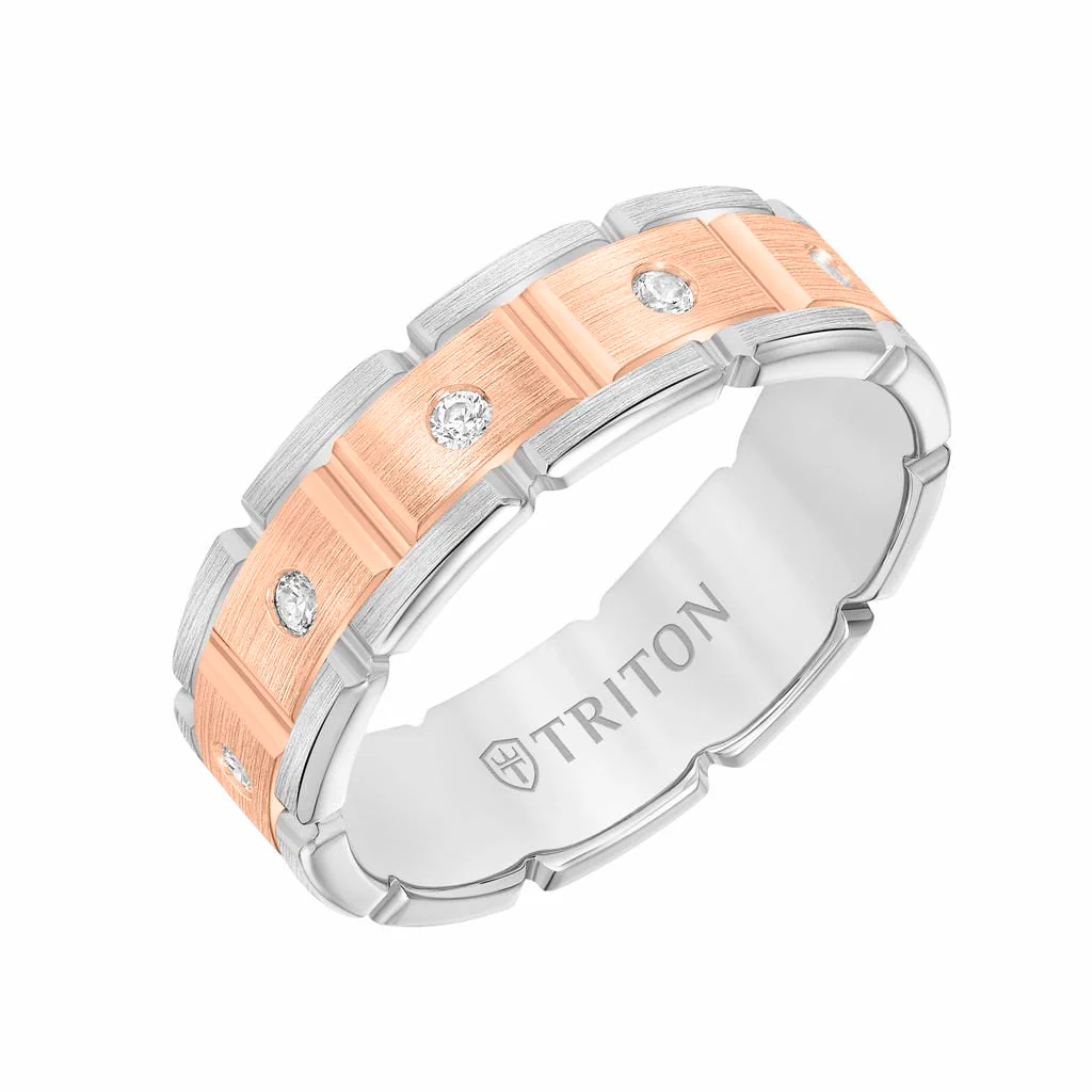7MM 14K Gold Eternity Diamond Ring - T-Link Design - Image 6