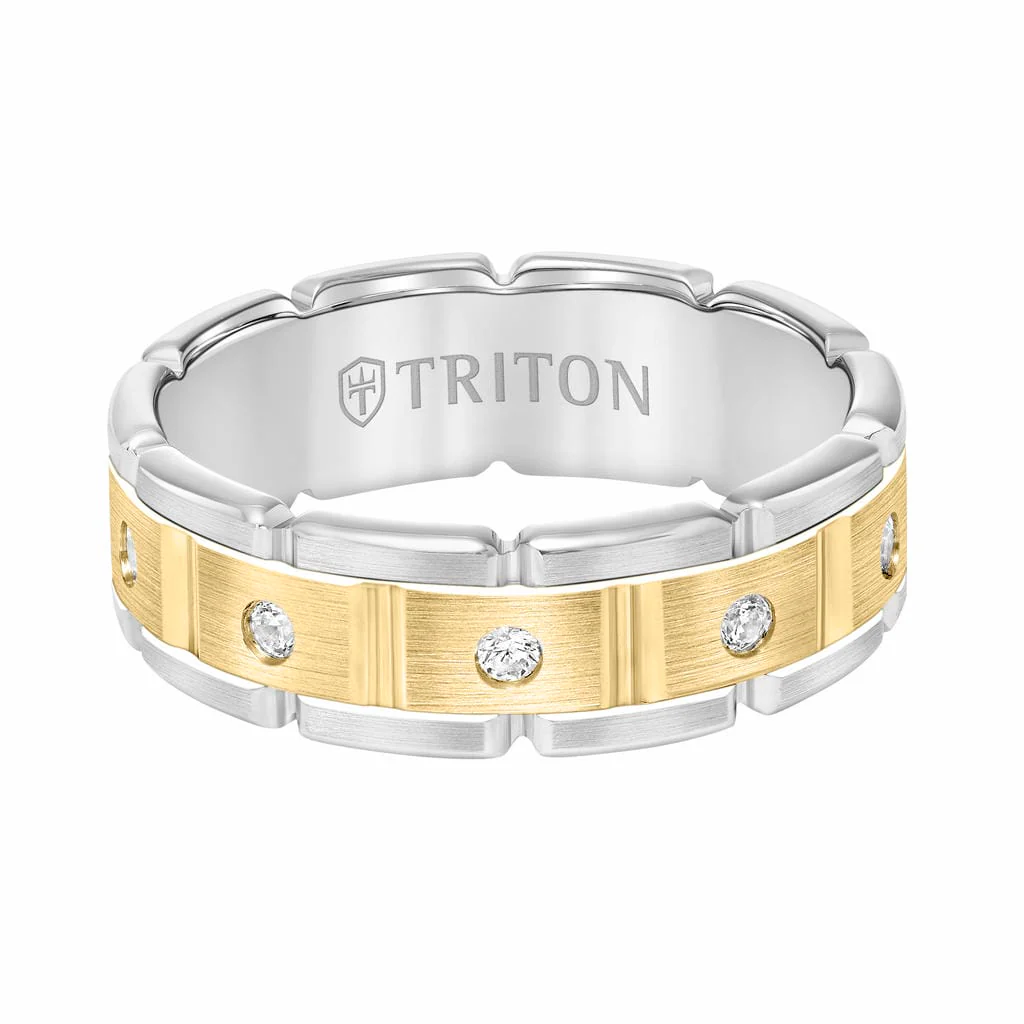 7MM 14K Gold Eternity Diamond Ring - T-Link Design - Image 7