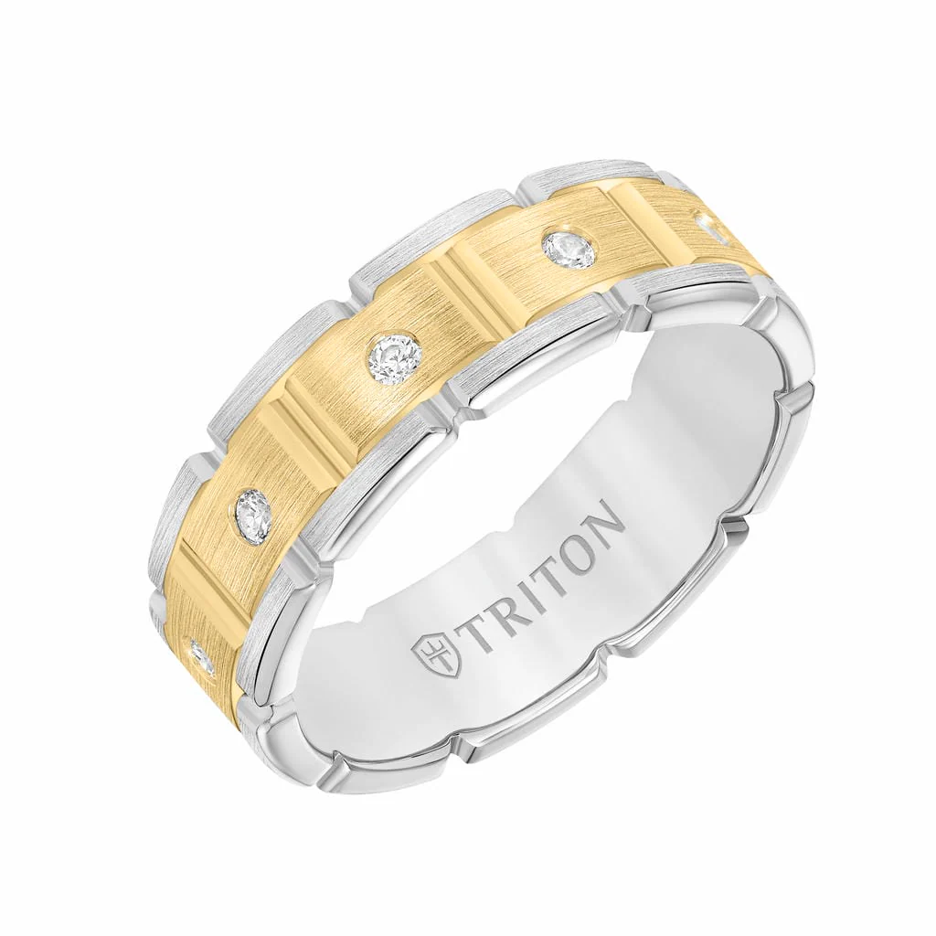 7MM 14K Gold Eternity Diamond Ring - T-Link Design - Image 8