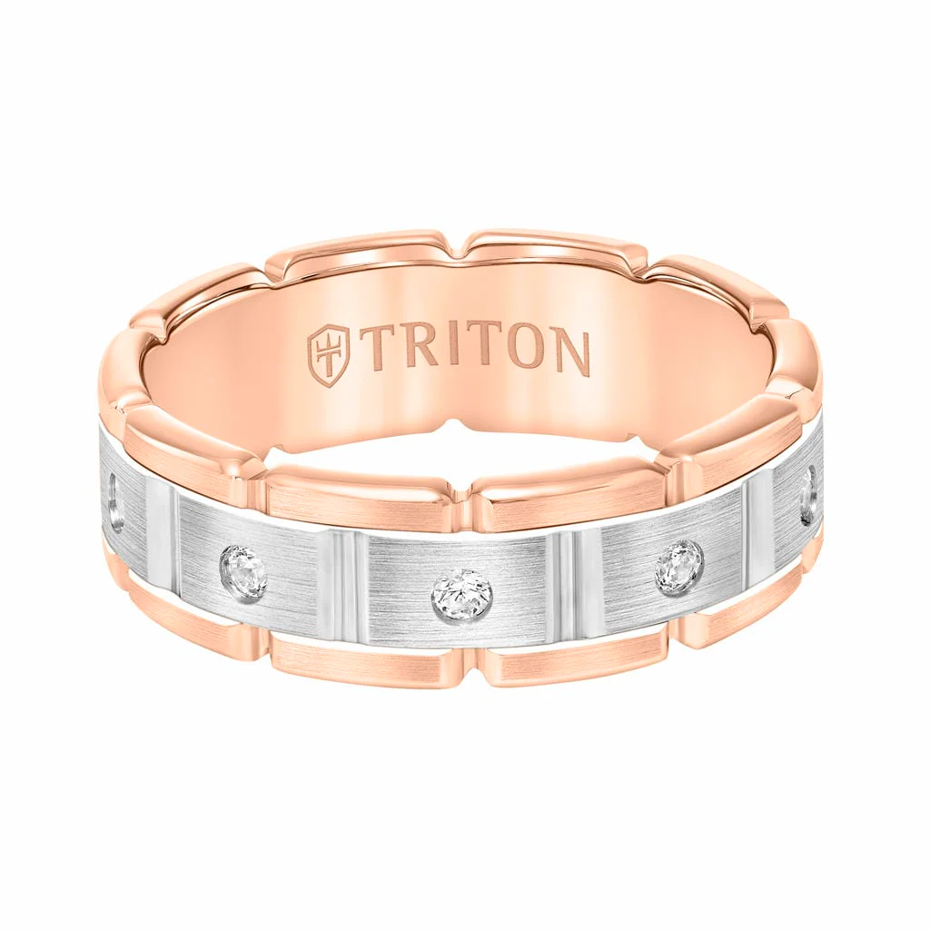 7MM 14K Gold Eternity Diamond Ring - T-Link Design - Image 9