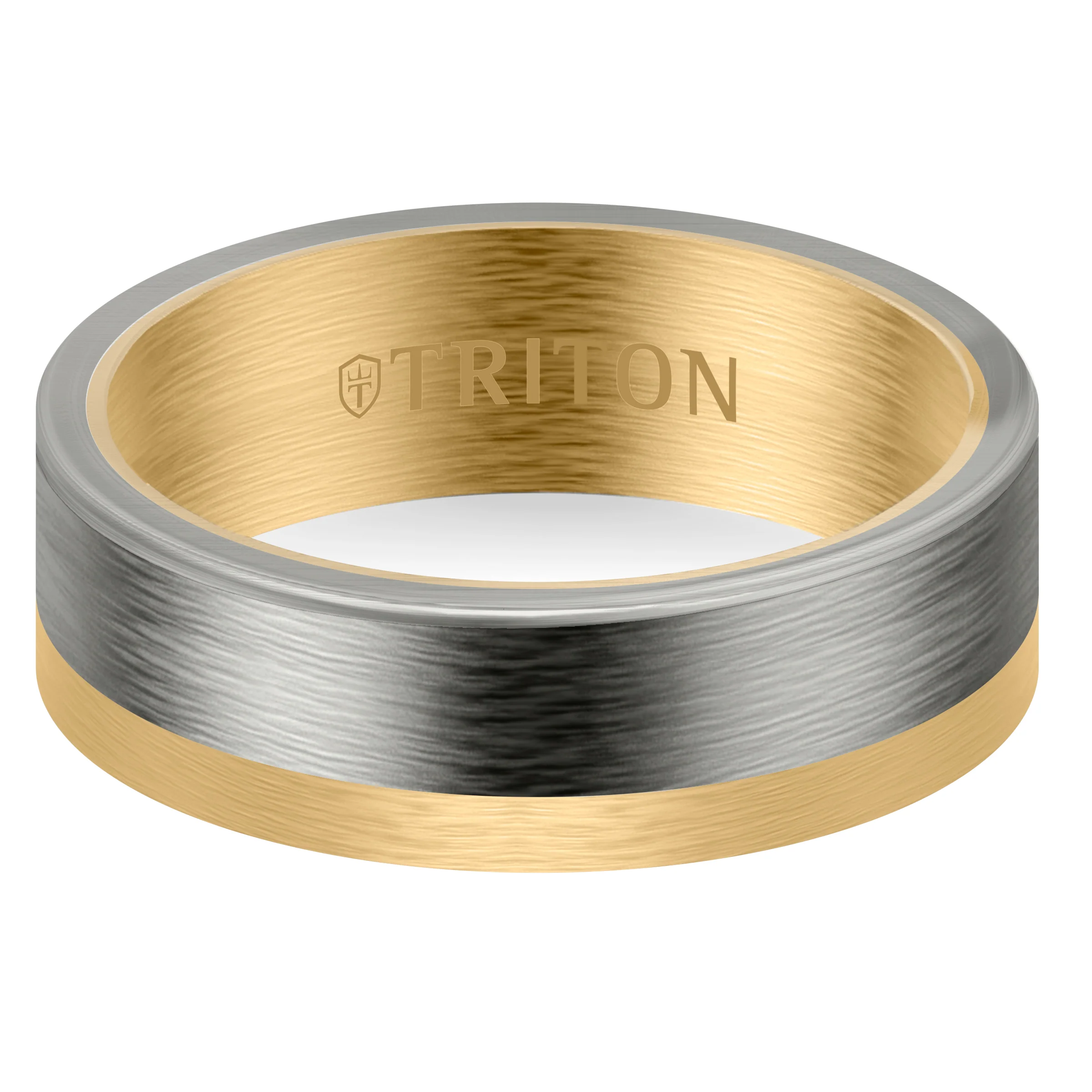 7MM 14k Gold Ring - Asymmetrical Tantalum Inlay and Flat Edge - Image 3