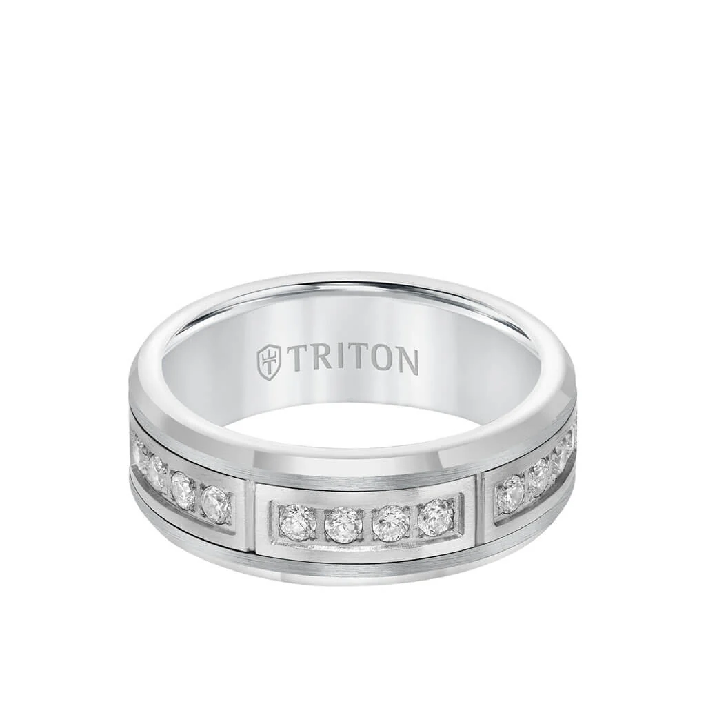 7MM Ring - Diamonds Set In Channel with Bevel Edge - Image 3